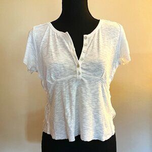 Lucky Brand 100% Cotton White Short Sleeve Henley T-Shirt